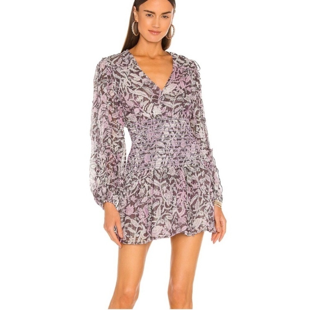 New NWT ROCOCO SAND Kian long sleeve tinsel mini dress